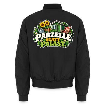 Parzelle statt Palast - Unisex Bomberjacke - Schwarz - Hinten - AI Model Male 185 light (185cm)