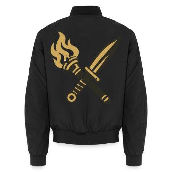 Schwert Fackel Wappen Logo - Unisex Bomberjacke - Schwarz - Hinten - AI Model Male 185 light (185cm)