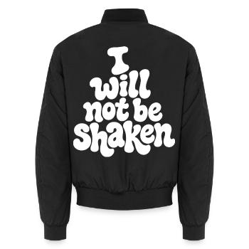 I_will_not_be_shaken - Unisex Bomberjacke - Schwarz - Hinten - AI Model Male 185 light (185cm)