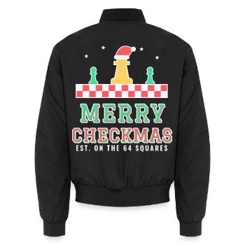 Fröhliche Checkmas lustige Weihnachten-Schachspieler-Wortspiel - Unisex Bomberjacke - Schwarz - Hinten - AI Model Male 185 light (185cm)