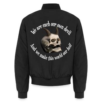 We are each our own devil - Totenkopf mit Hörnern - Unisex Bomberjacke - Schwarz - Hinten - AI Model Male 185 light (185cm)