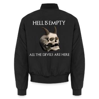 Hell is empty all the devils are here - Totenkopf - Unisex Bomberjacke - Schwarz - Hinten - AI Model Male 185 light (185cm)
