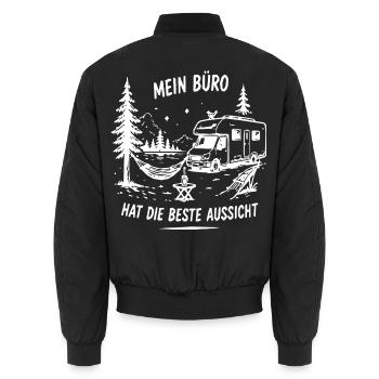Büro mit Aussicht am See - Unisex Bomberjacke - Schwarz - Hinten - AI Model Male 185 light (185cm)