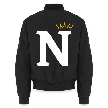 N Monogramm mit Krone - Unisex Bomberjacke - Schwarz - Hinten - AI Model Male 185 light (185cm)