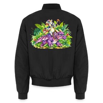 Jungle Fantasie: Einhorn reitet Drache - Unisex Bomberjacke - Schwarz - Hinten - AI Model Male 185 light (185cm)