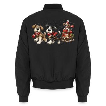 🎁 Weihnachts-Schlittenhunde - Unisex Bomberjacke - Schwarz - Hinten - AI Model Male 185 light (185cm)
