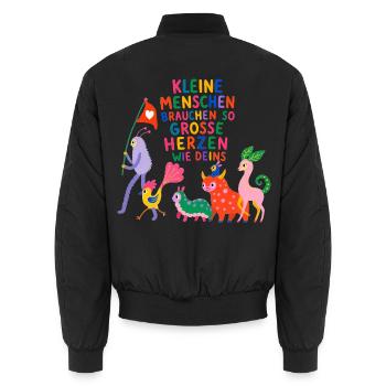 Kleine Menschen brauchen so große Herzen wie deins - Unisex Bomberjacke - Schwarz - Hinten - AI Model Male 185 light (185cm)