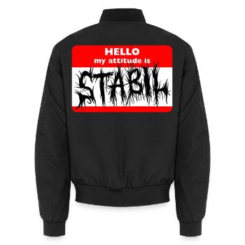 STABIL - HELLO DEATH METAL - Unisex Bomberjacke - Schwarz - Hinten - AI Model Male 185 light (185cm)