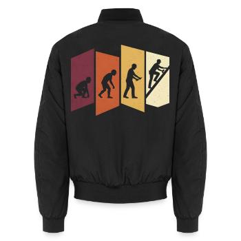 Dachdecker Evolution Retro Handwerk Beruf Spruch - Unisex Bomberjacke - Schwarz - Hinten - AI Model Male 185 light (185cm)