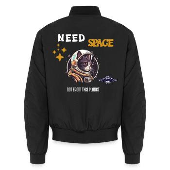Need Space Cat Astronaut - Funny Space Kitty - Unisex Bomberjacke - Schwarz - Hinten - AI Model Male 185 light (185cm)