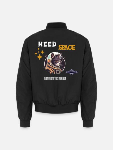 Need Space Cat Astronaut - Funny Space Kitty - Unisex Bomberjacke - Schwarz