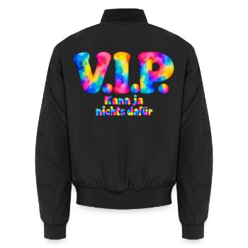 V.I.P. – Kann ja nichts dafür – Aquarell Humor - Unisex Bomberjacke - Schwarz - Hinten - AI Model Male 185 light (185cm)