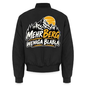 mehr Berg weniga blabla - für echte Wanderer - Unisex Bomberjacke - Schwarz - Hinten - AI Model Male 185 light (185cm)