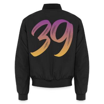 39 - Unisex Bomberjacke - Schwarz - Hinten - AI Model Male 185 light (185cm)