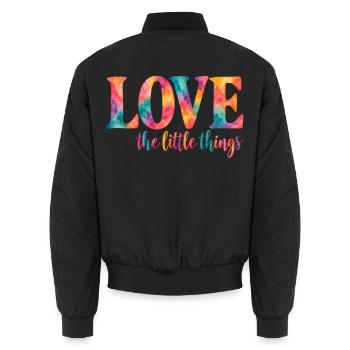 Love the little things – Bunter Aquarell-Spruch - Unisex Bomberjacke - Schwarz - Hinten - AI Model Male 185 light (185cm)