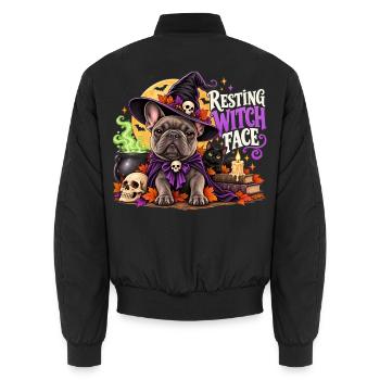  Resting Witch Face Französische Bulldogge Hexe - Unisex Bomberjacke - Schwarz - Hinten - AI Model Male 185 light (185cm)