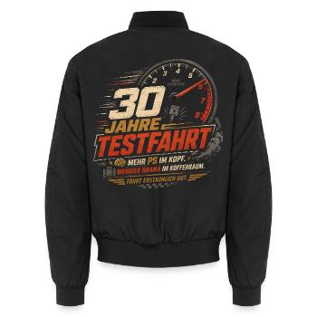 30 Geburtstag Auto Testfahrt Geschenk Spruch - Unisex Bomberjacke - Schwarz - Hinten - AI Model Male 185 light (185cm)