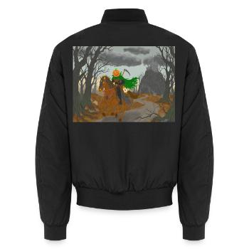 Kürbisköpfiger Reiter - Unisex Bomberjacke - Schwarz - Hinten - AI Model Male 185 light (185cm)