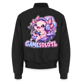  Gamesolotl Kawaii Axolotl Gamer Pastell Headset - Unisex Bomberjacke - Schwarz - Hinten - AI Model Male 185 light (185cm)