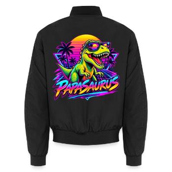  Papasaurus Dinosaurier Sonnenbrille Retro 80er - Unisex Bomberjacke - Schwarz - Hinten - AI Model Male 185 light (185cm)