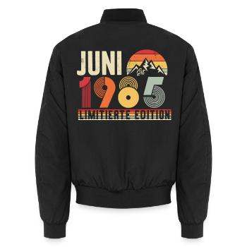 Juni 1985 Geburtsjahr Vintage Retro - Unisex Bomberjacke - Schwarz - Hinten - AI Model Male 185 light (185cm)