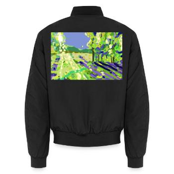 Impressionistische Sonnenlandschaft - Unisex Bomberjacke - Schwarz - Hinten - AI Model Male 185 light (185cm)