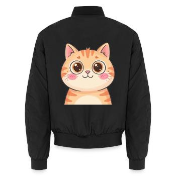 Süße Orange Katze Kawaii Katzenliebe T-Shirt - Unisex Bomberjacke - Schwarz - Hinten - AI Model Male 185 light (185cm)