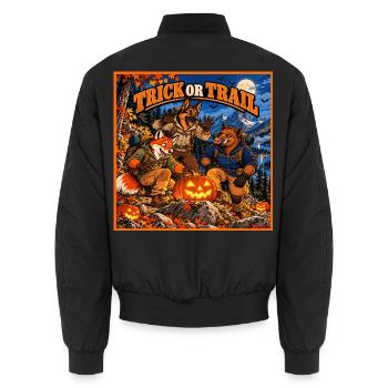 Trick oder Trail – Halloween Outdoor - Unisex Bomberjacke - Schwarz - Hinten - AI Model Male 185 light (185cm)