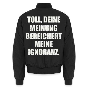 Lustiger Spruch - Unisex Bomberjacke - Schwarz - Hinten - AI Model Male 185 light (185cm)