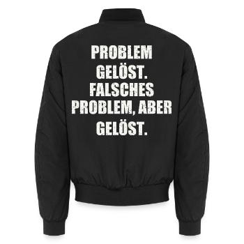 PROBLEM GELÖST. FALSCHES PROBLEM, ABER GELÖST. - Unisex Bomberjacke - Schwarz - Hinten - AI Model Male 185 light (185cm)