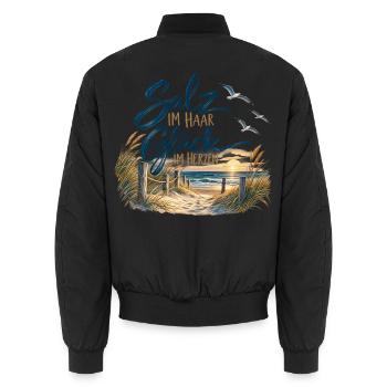 Salz im Haar Glück im Herzen - Unisex Bomberjacke - Schwarz - Hinten - AI Model Male 185 light (185cm)