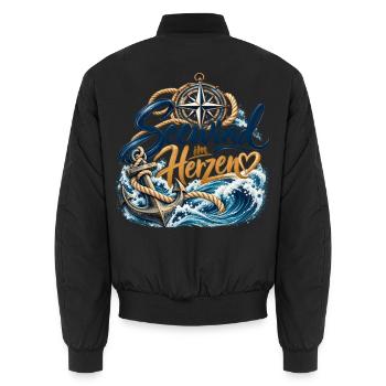Seewind im Herzen - Unisex Bomberjacke - Schwarz - Hinten - AI Model Male 185 light (185cm)