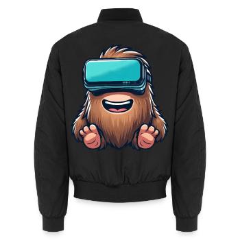 Bigfoot Sasquatch Süß Comic Cartoon VR Virtual Rea - Unisex Bomberjacke - Schwarz - Hinten - AI Model Male 185 light (185cm)