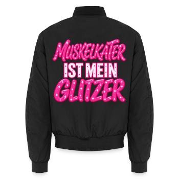 Muskelkater Glitzer Statement - Fitness Outfit - Unisex Bomberjacke - Schwarz - Hinten - AI Model Male 185 light (185cm)