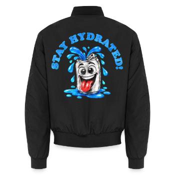 Bleib Hydriert – Comic-Dose - Unisex Bomberjacke - Schwarz - Hinten - AI Model Male 185 light (185cm)