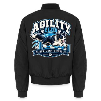 Agility Hund Club Sprung über Hürde - Unisex Bomberjacke - Schwarz - Hinten - AI Model Male 185 light (185cm)