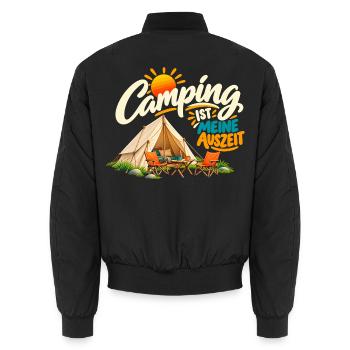 Camping ist meine Auszeit - Unisex Bomberjacke - Schwarz - Hinten - AI Model Male 185 light (185cm)