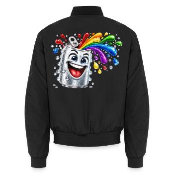 Fröhliche Farbdusche aus Dose - Unisex Bomberjacke - Schwarz - Hinten - AI Model Male 185 light (185cm)