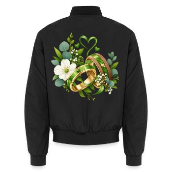 Grünehochzeit , Grünes Liebesband Hochzeitsdesign - Unisex Bomberjacke - Schwarz - Hinten - AI Model Male 185 light (185cm)