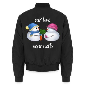 Our love never melts - Schneemann Paar - Unisex Bomberjacke - Schwarz - Hinten - AI Model Male 185 light (185cm)