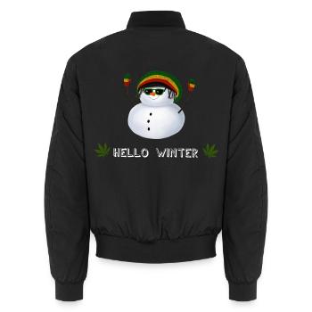 Hello Winter - Rasta Schneemann - Unisex Bomberjacke - Schwarz - Hinten - AI Model Male 185 light (185cm)