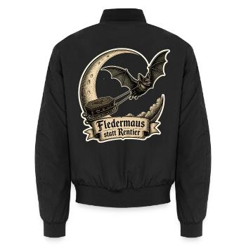 Fledermaus statt Rentier Gothic Weihnachten Shirt - Unisex Bomberjacke - Schwarz - Hinten - AI Model Male 185 light (185cm)