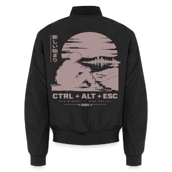 Neue Horizonte: CTRL ALT ESC Retro-Szene - Unisex Bomberjacke - Schwarz - Hinten - AI Model Male 185 light (185cm)