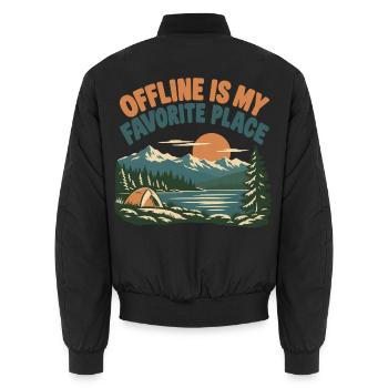 Offline Is My Favorite Place - Unisex Bomberjacke - Schwarz - Hinten - AI Model Male 185 light (185cm)