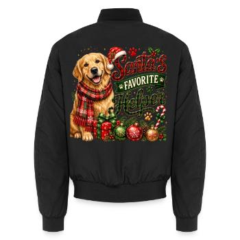 🎁 Weihnachts-Golden Retriever - Unisex Bomberjacke - Schwarz - Hinten - AI Model Male 185 light (185cm)