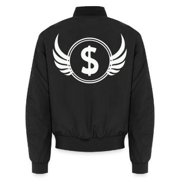 Flügel-Dollar Symbol - Unisex Bomberjacke - Schwarz - Hinten - AI Model Male 185 light (185cm)