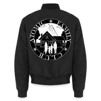 Familie im Kosmischen Haus - Unisex Bomberjacke - Schwarz - Hinten - AI Model Male 185 light (185cm)
