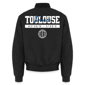 Toulouse Frankreich Koordinaten Reise Souvenir - Unisex Bomberjacke - Schwarz - Hinten - AI Model Male 185 light (185cm)