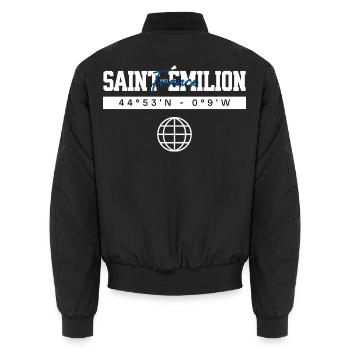Saint-Émilion Frankreich Koordinaten Reise - Unisex Bomberjacke - Schwarz - Hinten - AI Model Male 185 light (185cm)