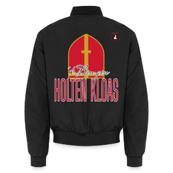 'k Bin gin Holten Kloas – Sinterklaas-Trikot - Unisex Bomberjacke - Schwarz - Hinten - AI Model Male 185 light (185cm)